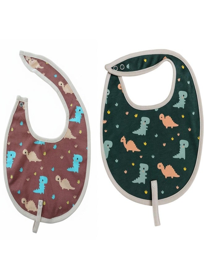 Adhigams Dino Doodle 100% Organic Cotton Baby Bibs Set of 2 | Soft Washable Feeding Bib & Apron for newborn Boys & Girls | Waterproof, Adjustable Drool Bibs & Baby Shower Gift Essentials - Image 1