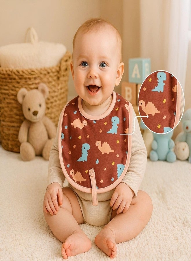 Adhigams Dino Doodle 100% Organic Cotton Baby Bibs Set of 2 | Soft Washable Feeding Bib & Apron for newborn Boys & Girls | Waterproof, Adjustable Drool Bibs & Baby Shower Gift Essentials - Image 3
