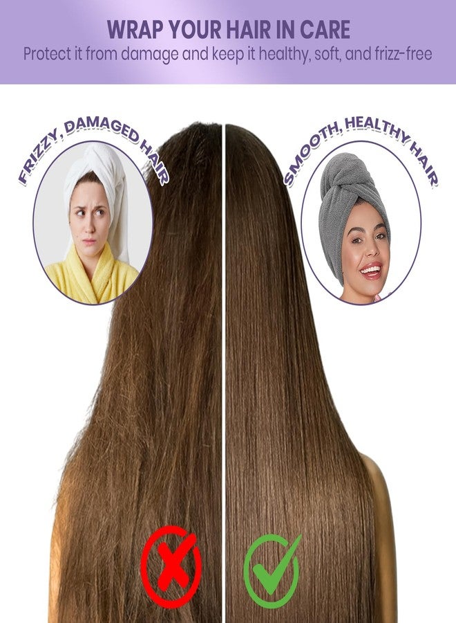 MAXOSHINE Hair Towel Wrap for Women-Quick Drying Microfiber Towel for Hair with Elastic Loop for Tying-Super Absorbent Head Towels Wrap for Ladies Hair Turban (Dark Grey) - Image 5