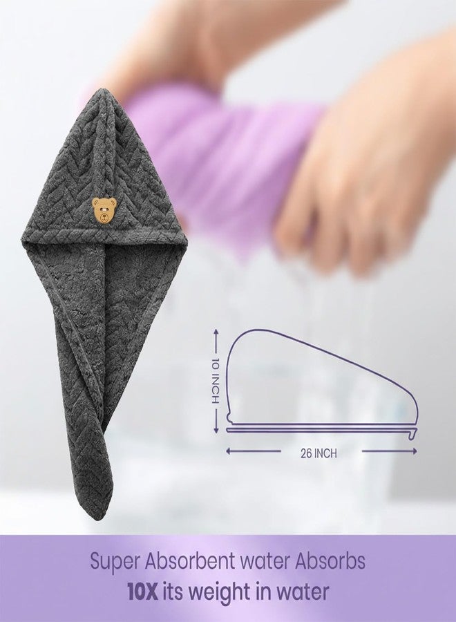 MAXOSHINE Hair Towel Wrap for Women-Quick Drying Microfiber Towel for Hair with Elastic Loop for Tying-Super Absorbent Head Towels Wrap for Ladies Hair Turban (Dark Grey) - Image 4