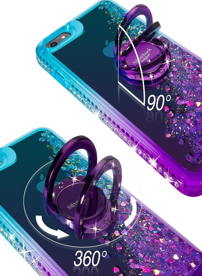 Silverback for iPhone SE Case 2022/2020, iPhone 8 Case, iPhone 7 Case, Moving Liquid Holographic Sparkle Glitter Case with Stand, Bling Ring iPhone SE3/2 iPhone 8/7 Case for Girls Women -Purple - Image 3