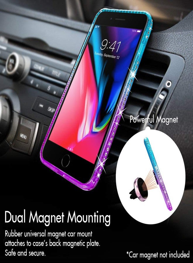 Silverback for iPhone SE Case 2022/2020, iPhone 8 Case, iPhone 7 Case, Moving Liquid Holographic Sparkle Glitter Case with Stand, Bling Ring iPhone SE3/2 iPhone 8/7 Case for Girls Women -Purple - Image 5