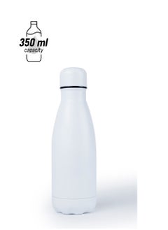 Nessan 350ml Sport Water Bottle Vacuum Insulated Stainless Steel Sport Water Bottle Leak-Proof Double Wall Cola Shape Water Bottle, Keep Drinks Hot & Cold- White