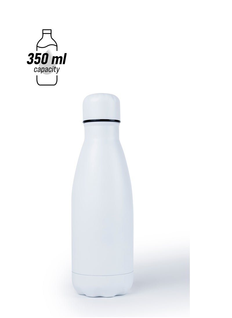 Nessan - Nessan 350ml Sport Water Bottle Vacuum Insulated Stainless Steel Sport Water Bottle Leak-Proof Double Wall Cola Shape Water Bottle, Keep Drinks Hot & Cold- White - Image 1