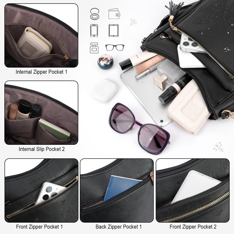 KITEVIUN Medium Crossbody Bags for Women Trendy, Women's Butterfly Shoulder Handbags with Tassel - Image 3