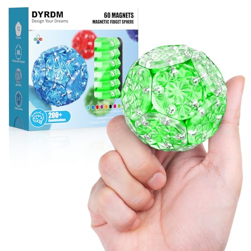 DYRDM Magnetic Fidget Sphere 12 PCS 200 Combinations with Magnet Blocks Magnetic Fidget Toys Sensory Balls Desk Toys for Adults Teens 14 Stress Relief Gift Stocking Stuffers Glass Green - Image 1