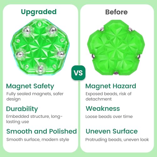 DYRDM Magnetic Fidget Sphere 12 PCS 200 Combinations with Magnet Blocks Magnetic Fidget Toys Sensory Balls Desk Toys for Adults Teens 14 Stress Relief Gift Stocking Stuffers Glass Green - Image 5
