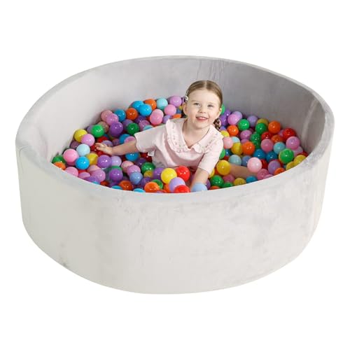 TRENDBOX Extra Large Foam Ball Pit for Toddlers 47x14 inch Soft Baby Ball Pit with Washable Velvet Cover Balls not IncludedGrey - Image 1