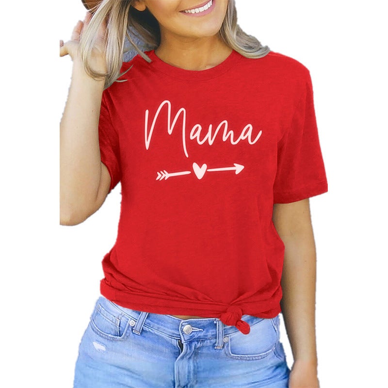 2020 AliExpress ebay Europe and the United States summer new women's clothing large size fashion all-match round neck letter printing T-shirt women red M - Image 3