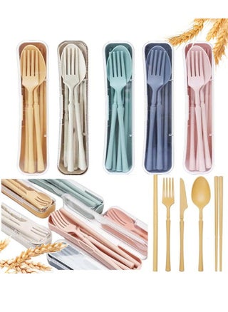 Wheat Straw Utensils Set, 5 Sets Portable Lunch Box Cutlery Set, Reusable Silverware for Home, Picnic, Camping, Travel, Work or School Lunches - pzsku/ZC8FEA85343BE6BE67DDEZ/45/_/1718423147/1438748f-1ce6-4caf-a9c1-53c384513075