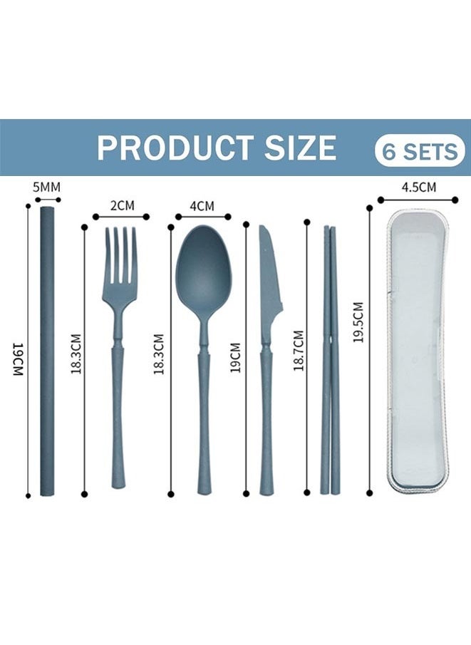 Muyixin Wheat Straw Utensils Set, 5 Sets Portable Lunch Box Cutlery Set, Reusable Silverware for Home, Picnic, Camping, Travel, Work or School Lunches  - Image 2