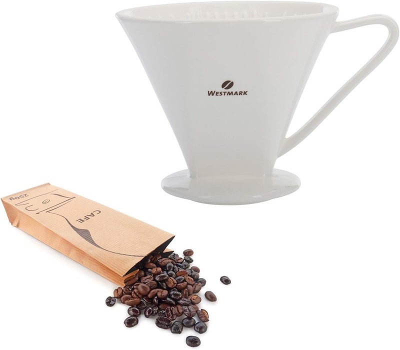 Westmark Porcelain Coffee Filter/Filter Holder, Filter Size 6, Holds up to 6 Cups of Coffee, Brasilia, Porcelain, 24492260 - Image 1