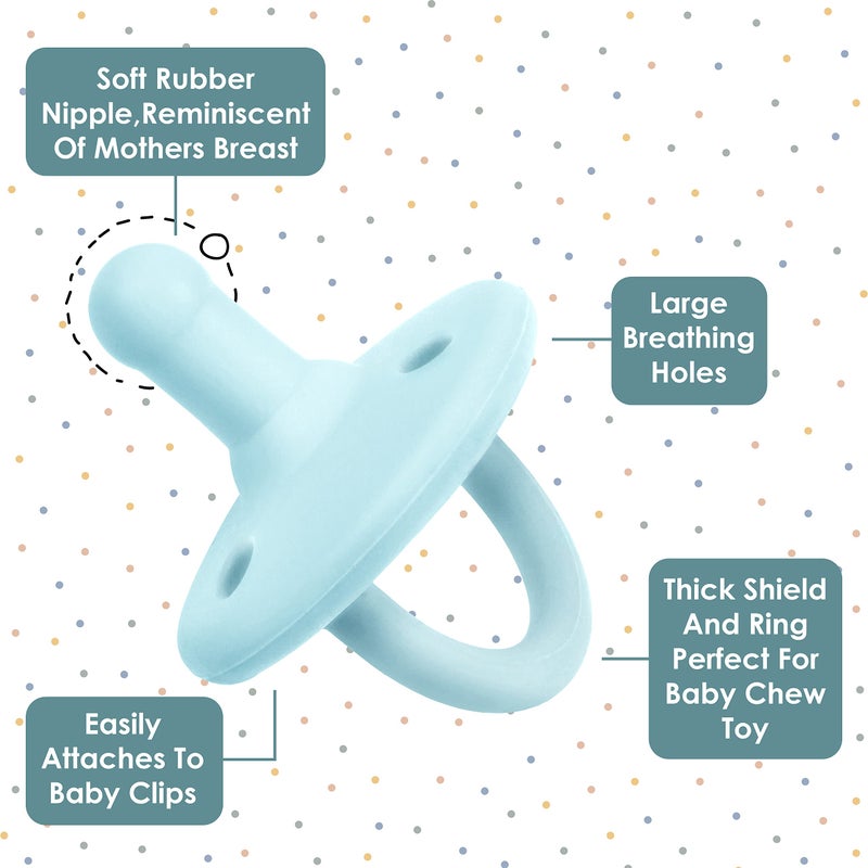Sweet Child Pacifiers 0-18 Months, Set of 6 Ultra-Light Silicone Binkies with Collapsible Handle & 3 Air Holes for Added Safety, Best Newborn Pacifiers for Baby Boys Or Girls - Image 3