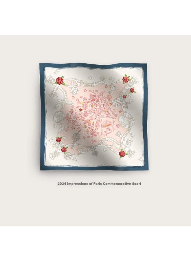 Wanshili 100% Mulberry Silk Scarf 63cm Double-sided Printed Square Scarf Gift - Poetic Rose - Image 2