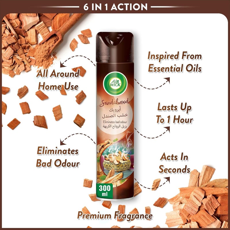Air Wick Sandalwood Scent Aerosol Air Freshener, 300ml - Image 4