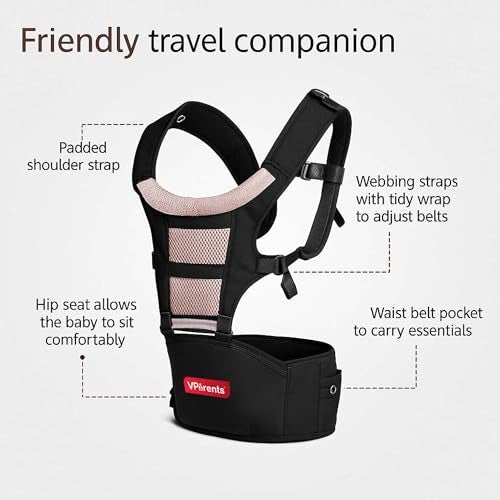 VParents Hip Seat Baby Carrier with 4 Carry Positions, Baby Carrier with Hip seat for 3 to 36 Months Baby, Adjustable New-Born to Toddler Carrier, Max Weight Up to 15 Kgs Royal(Black) - Image 3