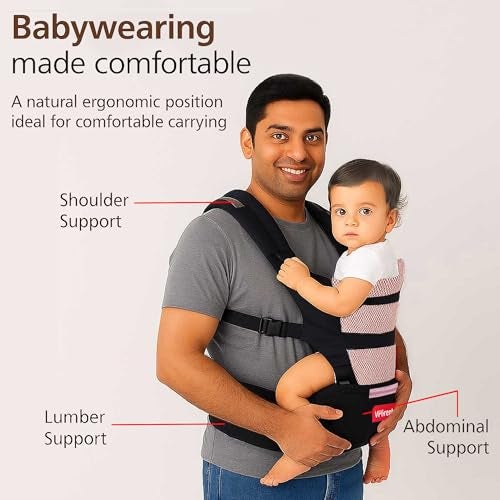 VParents Hip Seat Baby Carrier with 4 Carry Positions, Baby Carrier with Hip seat for 3 to 36 Months Baby, Adjustable New-Born to Toddler Carrier, Max Weight Up to 15 Kgs Royal(Black) - Image 5