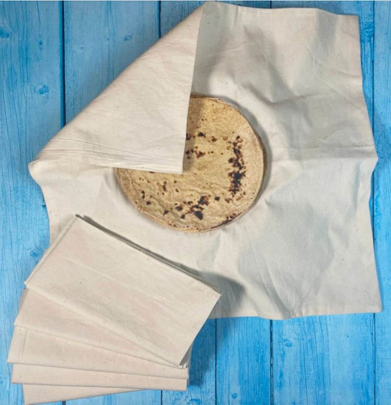 Clarkia Set of 4 Cotton Double Layer Roti Wrap (15x15 Inch) Muslin Cloth for Chapati, Hot Case Kitchen, Assorted - Image 1
