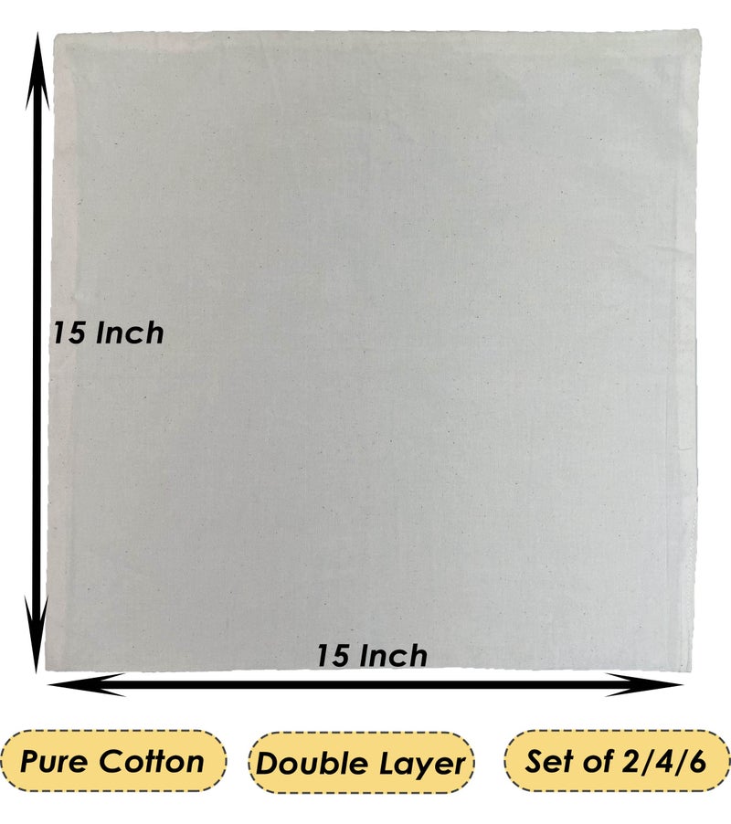 Clarkia Set of 4 Cotton Double Layer Roti Wrap (15x15 Inch) Muslin Cloth for Chapati, Hot Case Kitchen, Assorted - Image 2