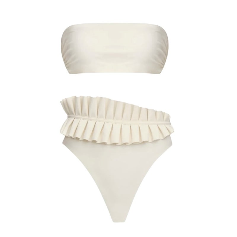 2024 New One-Piece Swimsuit Ruffled Pleated One-Shoulder One-Piece Swimsuit - Image 1
