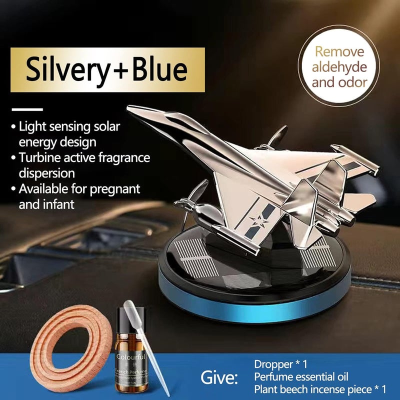 cheekyglo Solar Aircraft Car Aromatherapy Decor with Essential Oil, Solar Energy Rotating Helicopter Design Aromatherapy Diffuser Car Air Freshener Essential Oil Diffuser for Car Office Home - Image 2