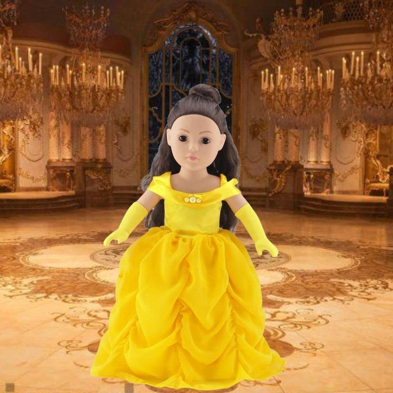 Emily Rose 18 Inch Doll Clothes - 3PC Yellow Princess Ball Gown with Matching Gloves & Shoes | 18" Doll Costume | American Girl & Our Generation Dolls Compatible - USA Brand - Image 4