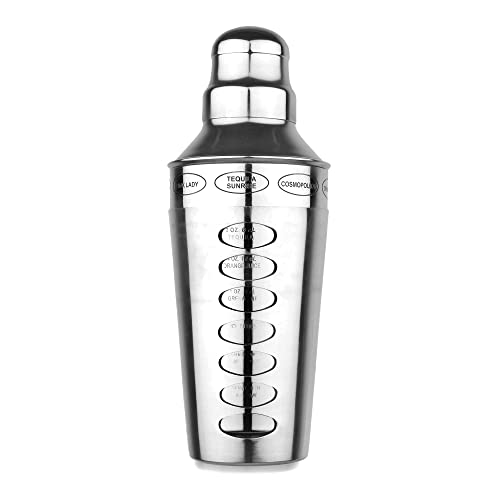 Steren Impex | Stainless Steel 8 Drink Recipe Guide Cocktail Shaker with Strainer - 750 ml - Image 1