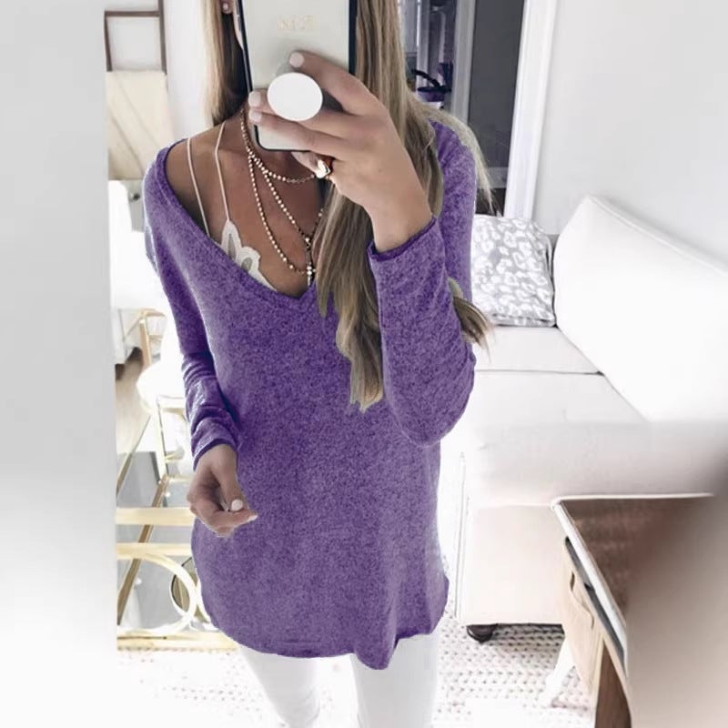 Wish Sweater Long Sleeve V-Neck Sweater Top Women'S Clothing - Image 1