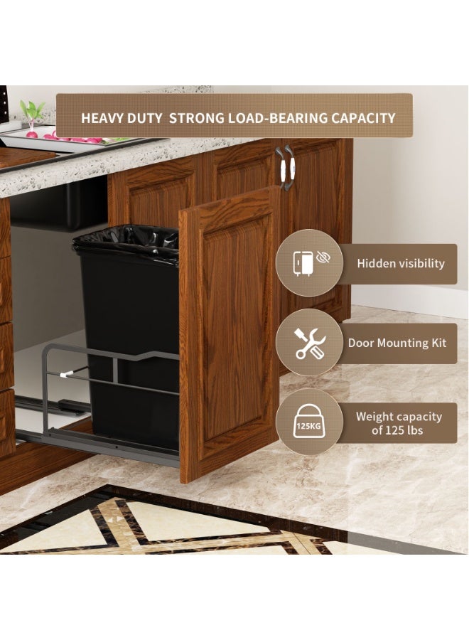 Rebound Trash Can Slide Under Cabinet No Handle - Upgrade Flat Wire black 41D×29W×27H cm Not Included Can - Image 2