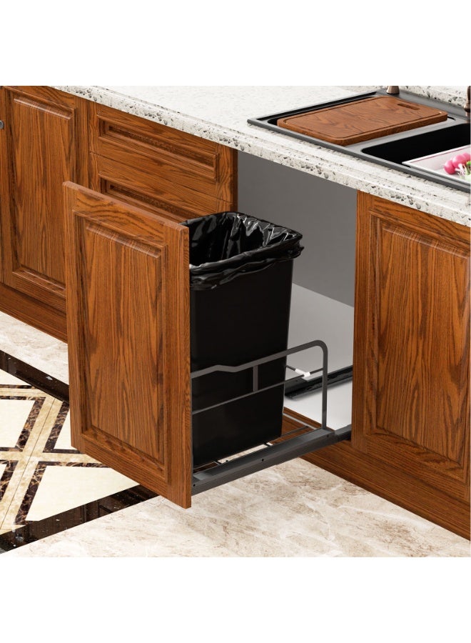 Rebound Trash Can Slide Under Cabinet No Handle - Upgrade Flat Wire black 41D×29W×27H cm Not Included Can - Image 1
