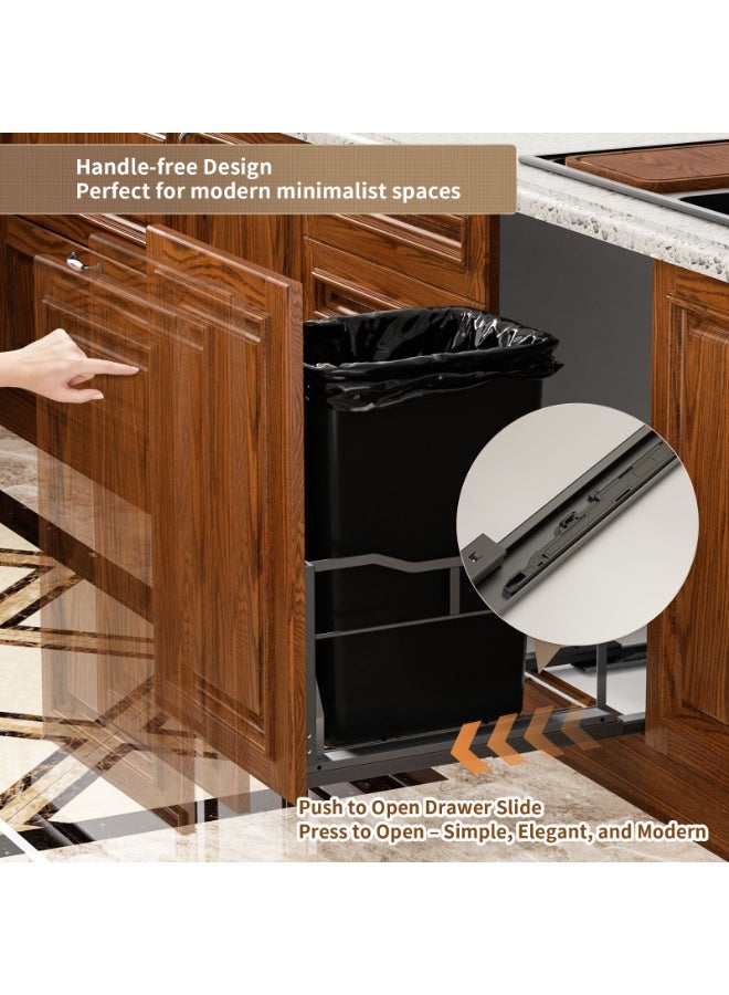 Rebound Trash Can Slide Under Cabinet No Handle - Upgrade Flat Wire black 41D×29W×27H cm Not Included Can - Image 4
