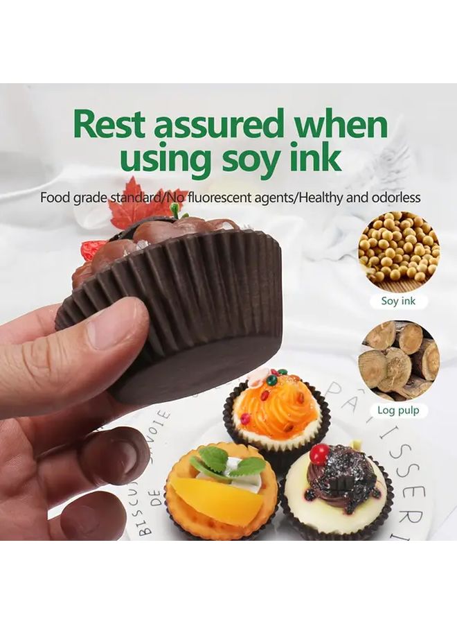 Coffee Color 100 قطعة من الأكواب الورقية المقاومة للزيوت لبطانة كعك الحلويات، لحفلات عيد ميلاد العائلة - Image 5