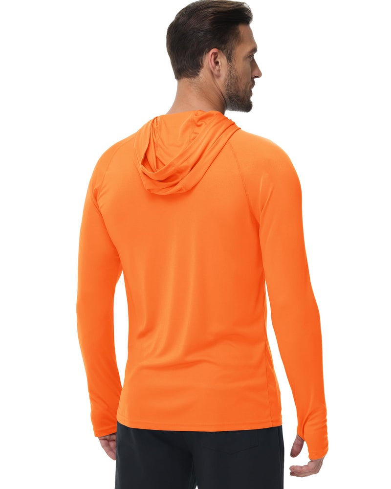 Boladeci Sun Hoodie Mens Fishing Hoodies SPF Shirts Swim Shirt UV Protection Clothing Long Sleeve Summer Rash Guard UV Shirts Orange L - Image 4