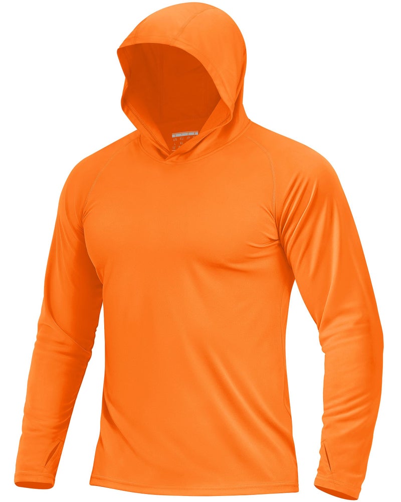Boladeci Sun Hoodie Mens Fishing Hoodies SPF Shirts Swim Shirt UV Protection Clothing Long Sleeve Summer Rash Guard UV Shirts Orange L - Image 1