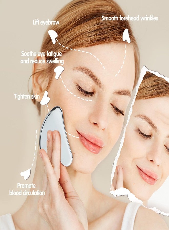 Flagest Stainless Steel Gua Sha Facial Tools - Face Massage Tools - Smooth Sturdy Metal Guasha Tool for Face Body Reduce Puffiness - Massage Scraper Heart Shape (Silver) - Image 3