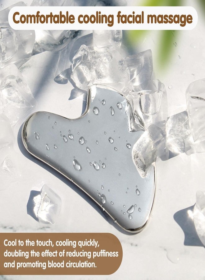 Flagest Stainless Steel Gua Sha Facial Tools - Face Massage Tools - Smooth Sturdy Metal Guasha Tool for Face Body Reduce Puffiness - Massage Scraper Heart Shape (Silver) - Image 5
