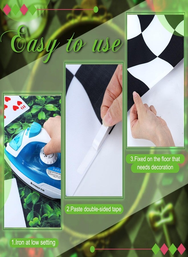 Mindsoft مجموعة ديكور حفلات أرض العجائب من قطعتين من Mindsoft، خلفية تصوير كبيرة بتصميم أرض العجائب، مفرش أسود وأبيض بنقشة مربعات، خلفية لحفلات شاي الهالوين، ديكور قلعة الفطر، ديكور أميرة، دعامة تصوير لحفلات أعياد الميلاد وحفلات استقبال المولود. - Image 3
