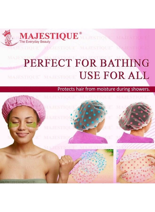 MAJESTIQUE 3Pcs Shower Cap For Women Ideal For All Hair Lengths And Thicknesses Reusable Waterproof And Washable Perfect Hair Cap For Bathing Durable Hair Cap Beautiful Style And Color  - Image 5