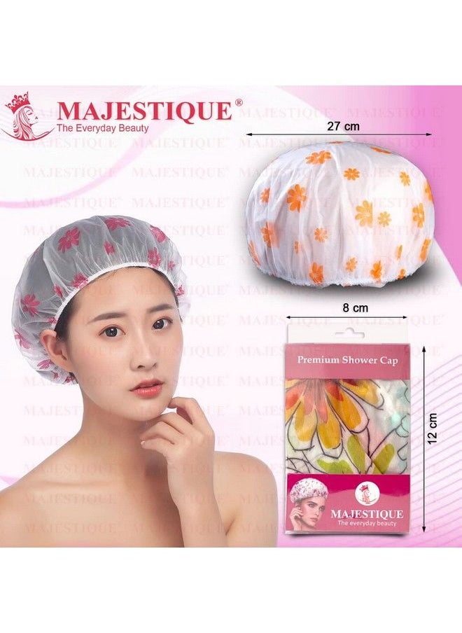 MAJESTIQUE 3Pcs Shower Cap For Women Ideal For All Hair Lengths And Thicknesses Reusable Waterproof And Washable Perfect Hair Cap For Bathing Durable Hair Cap Beautiful Style And Color  - Image 3