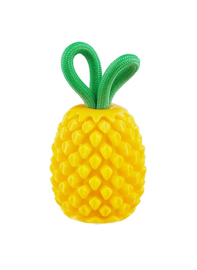 outward hound Outward Hound by Planet Dog Dental Pineapple 2-in-1 Dog Chew Toy and Treat Stuffer, Medium, Yellow  - Image 1