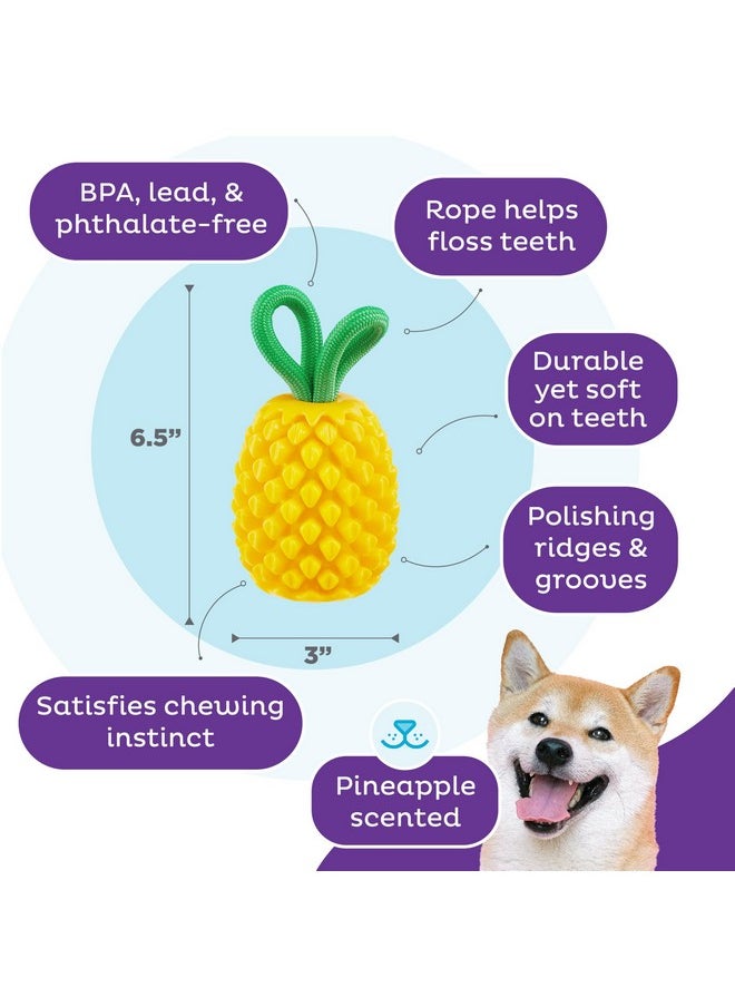 outward hound Outward Hound by Planet Dog Dental Pineapple 2-in-1 Dog Chew Toy and Treat Stuffer, Medium, Yellow  - Image 3