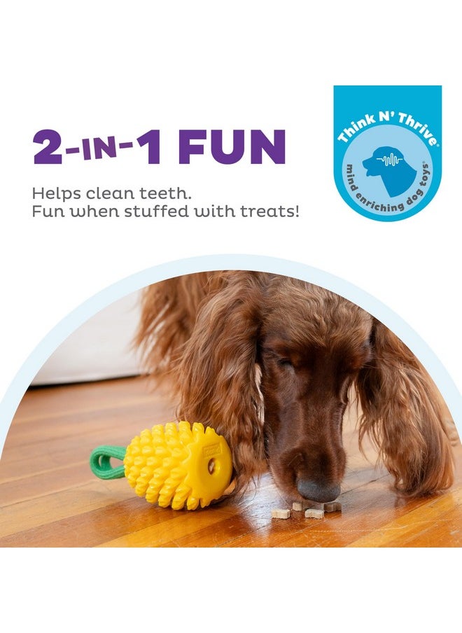 outward hound Outward Hound by Planet Dog Dental Pineapple 2-in-1 Dog Chew Toy and Treat Stuffer, Medium, Yellow  - Image 2