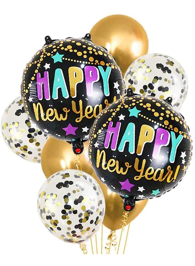 بارتي تايم بالونات لاتكس وذهبية للعام الجديد 8 قطع - Image 1
