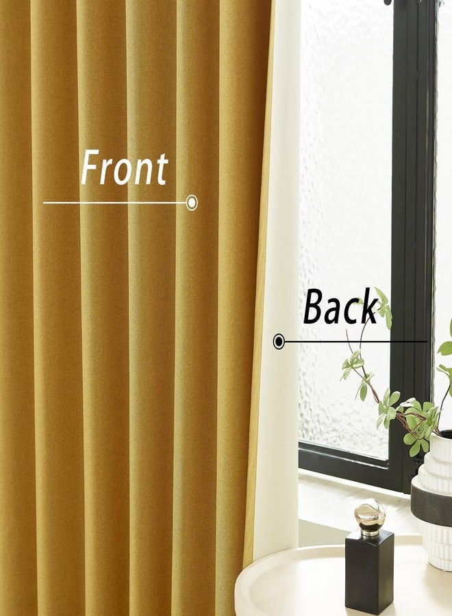 DUALIFE Yellow Blackout Curtains 102 Inch Length 2 Panels Set for Living Room Bedroom Rod&Back Tab Thermal Insulated 100% Black Out Linen Drapes Room Darkening Window Curtains 72" x 102" - Image 2