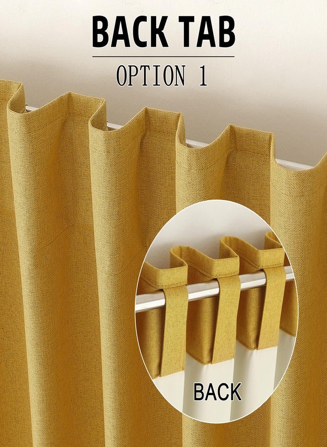 DUALIFE Yellow Blackout Curtains 102 Inch Length 2 Panels Set for Living Room Bedroom Rod&Back Tab Thermal Insulated 100% Black Out Linen Drapes Room Darkening Window Curtains 72" x 102" - Image 4