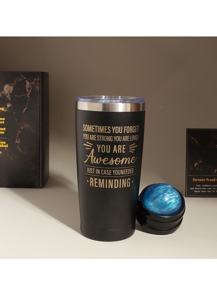 XiuWoo Set of 12 gift set for men, fluffy blanket, stainless steel thermos mug, scented candle, sleep mask, funny socks, bath sponge, keychain, ideal for gentlemen, father, husband, brother, black - Image 3