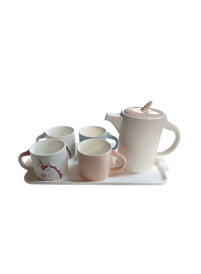 The Unicorn Ceramic Light Luxury Drinking Cup Household Set Living Room Teapot  With Nordic Style Belt Tray  - Image 2