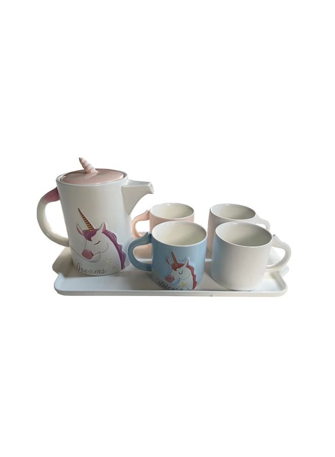 The Unicorn Ceramic Light Luxury Drinking Cup Household Set Living Room Teapot  With Nordic Style Belt Tray  - Image 1