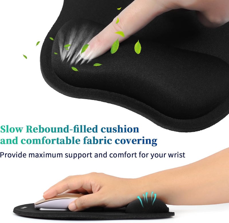 TIDALSOIL Mouse Pad with Wrist Support, Ergonomic Mouse Mat with Non-Slip PU Base, Pain Relief Memory Foam Mousepad for Office & Home, Black - Image 2
