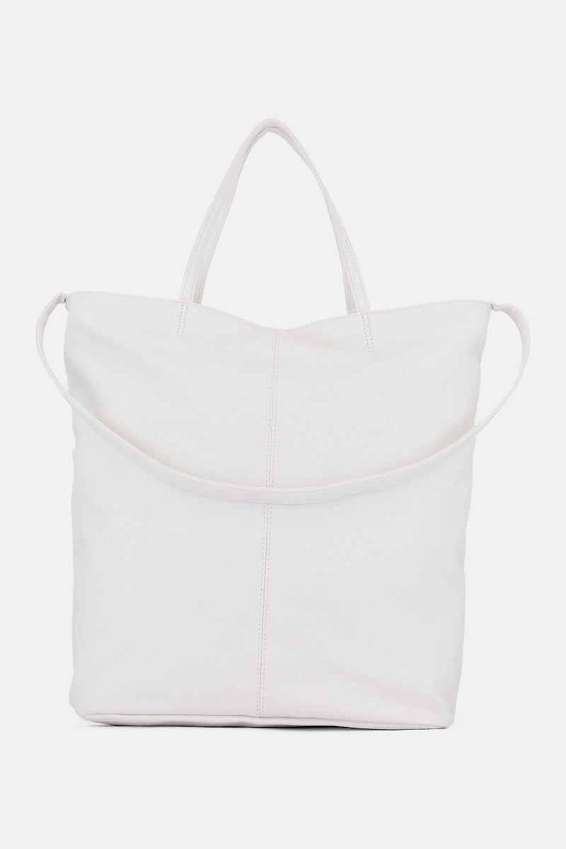 London Fog Women Brand Logo Slouchy Tote Bag, White  - Image 2